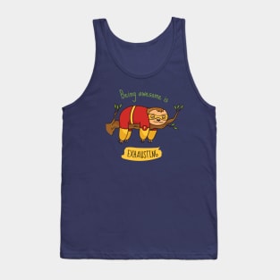 Cute Sleeping Superhero Sloth Tank Top